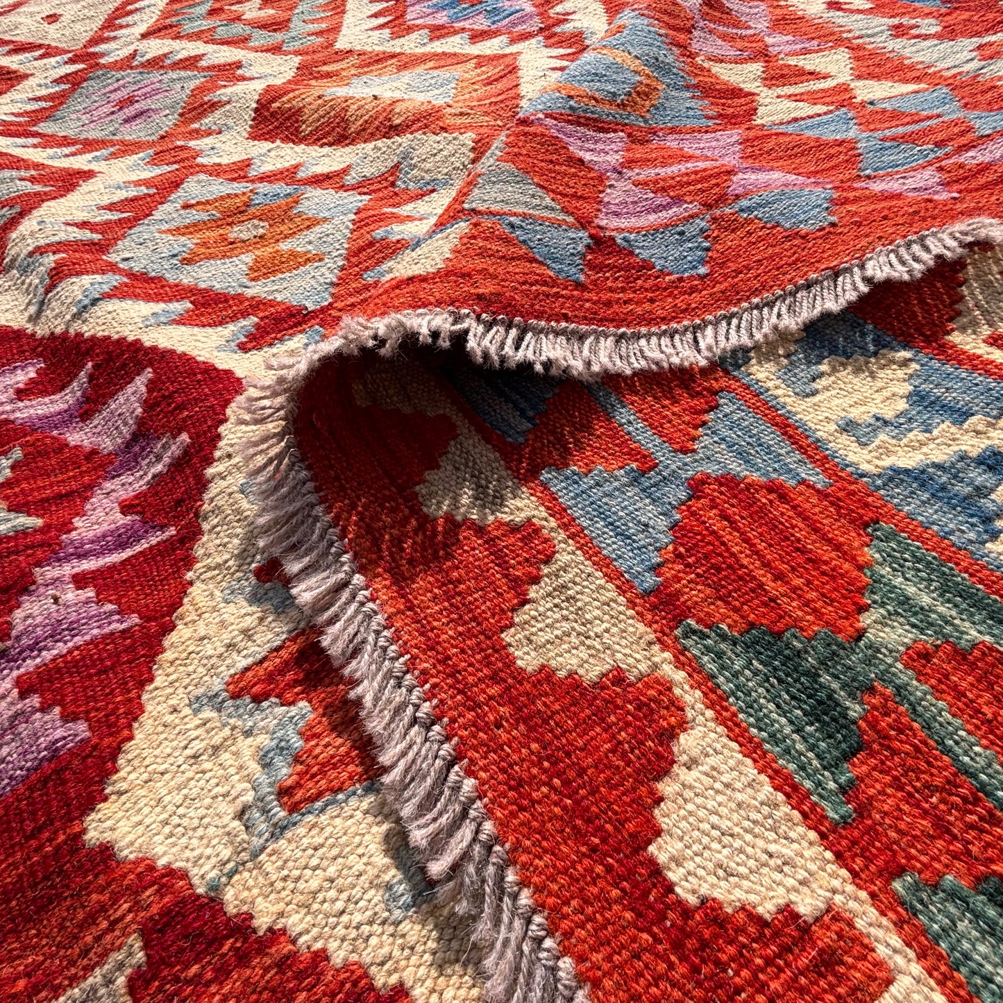 Folded section showing thickness and flatweave construction