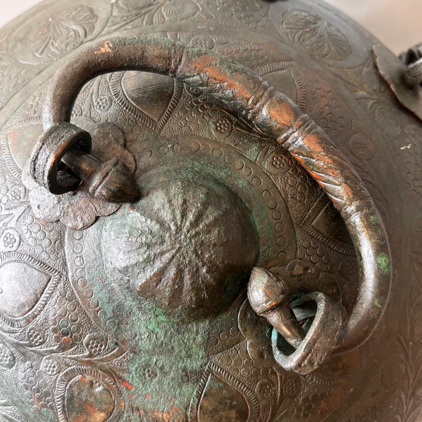 Antique Indian Betel Nut (Paan) Set Copper Box with Spice Containers