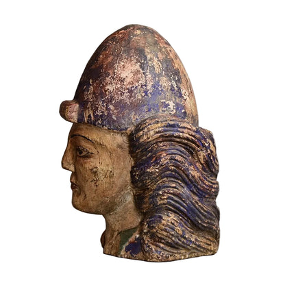 Central Asian Polychrome Wooden Head, 18th–19th Century on white background