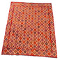 Large Afghan kilim rug 393 x 323 cm red diamond lattice design