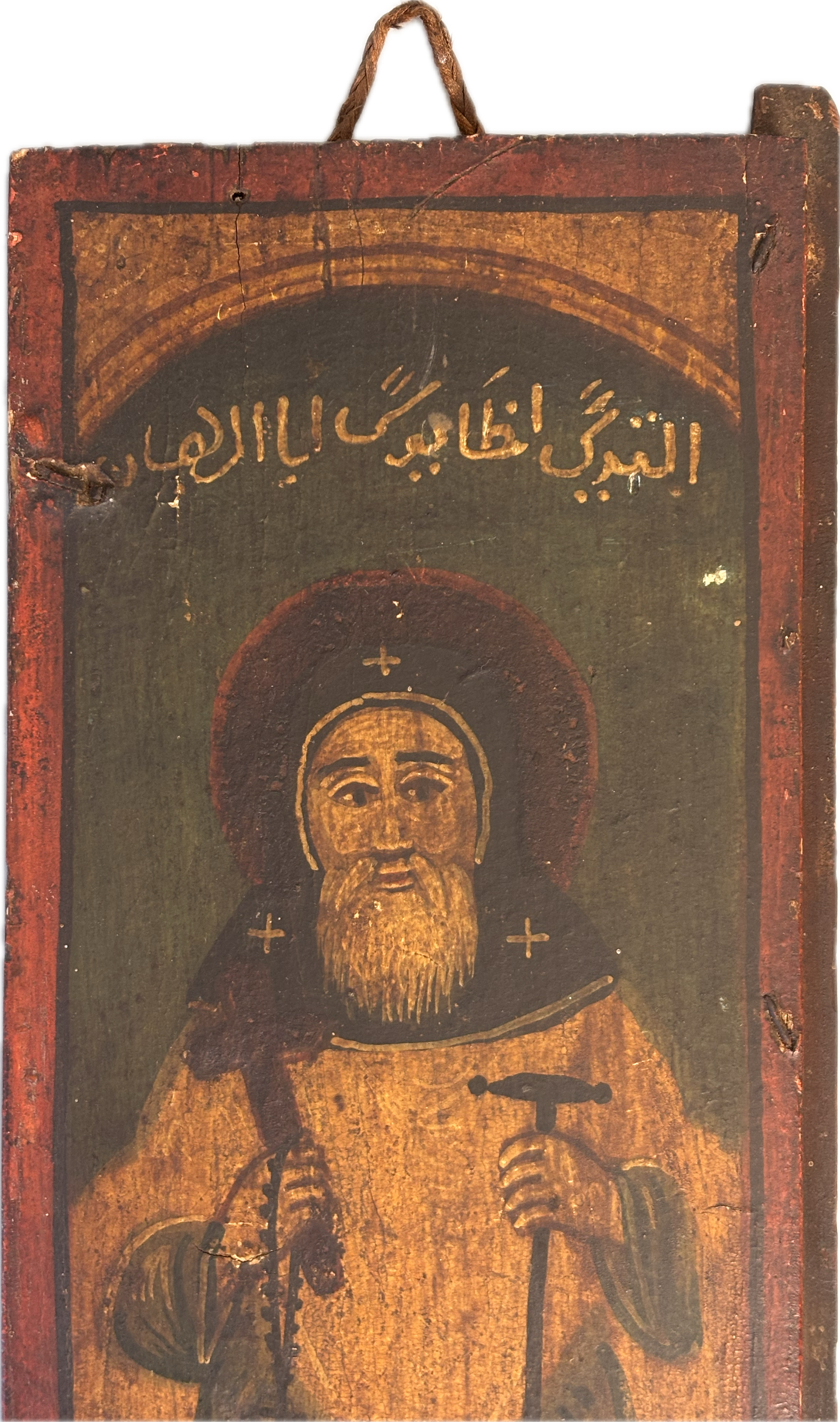 18th Century Ottoman Egyptian Coptic Christian Icon painted wooden panels