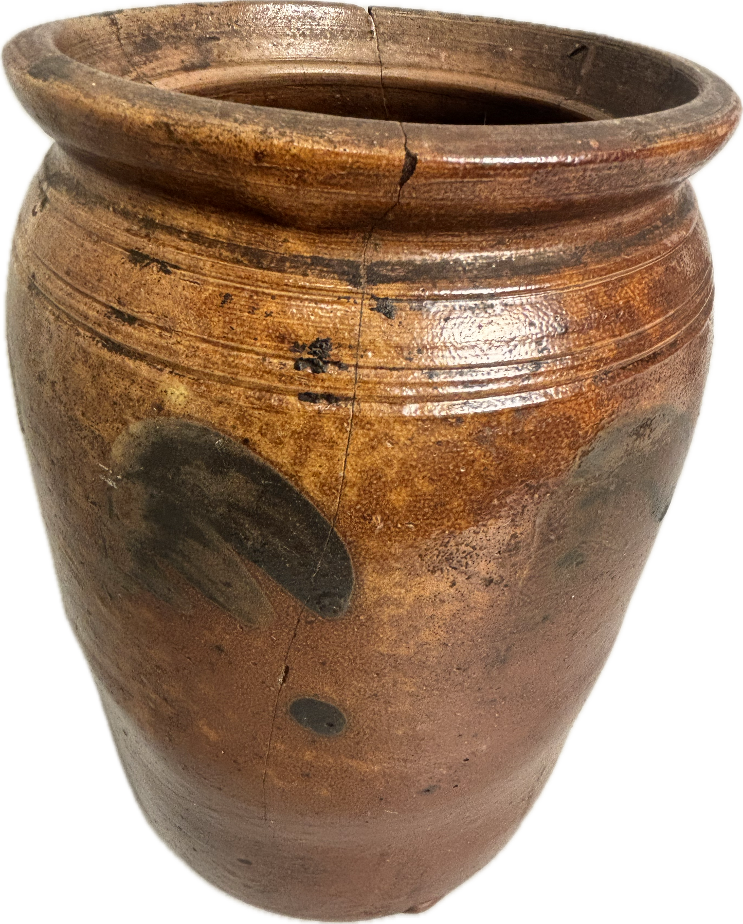 19th-Century American Stoneware One Gallon Crock with Cobalt Decoration