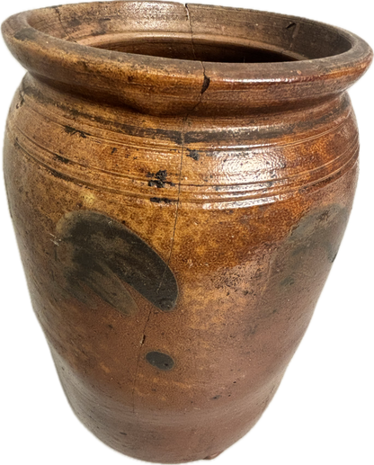 19th-Century American Stoneware One Gallon Crock with Cobalt Decoration