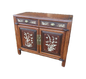 Chinese Bone-Inlaid Elm & Rosewood Cabinet on White Background