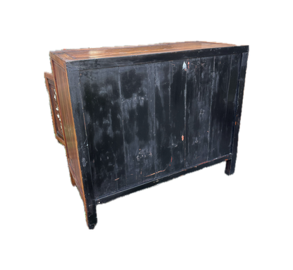 Chinese Bone-Inlaid Elm & Rosewood Cabinet on White Background