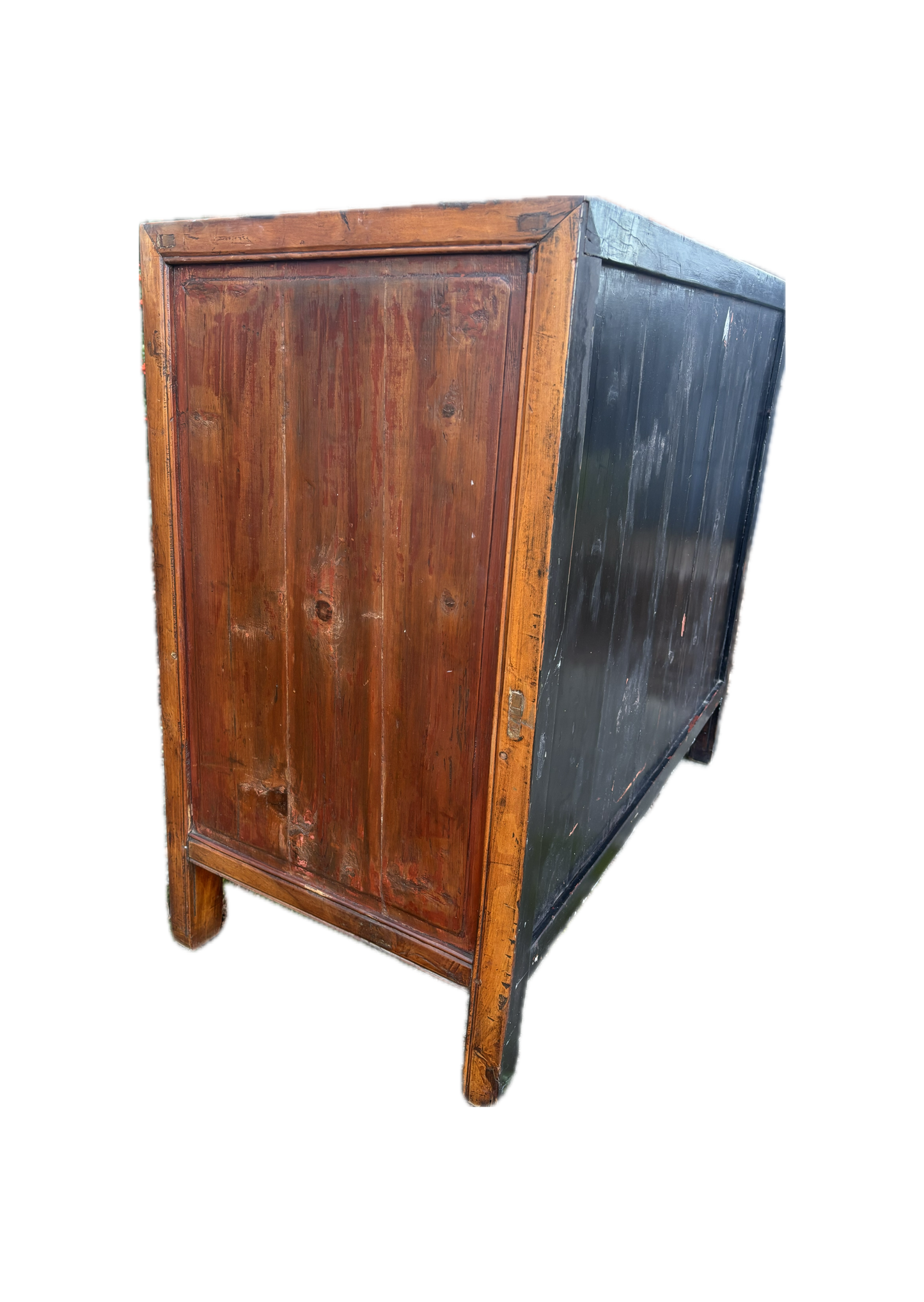 Chinese Bone-Inlaid Elm & Rosewood Cabinet on White Background