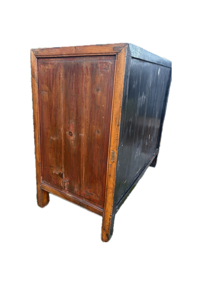 Chinese Bone-Inlaid Elm & Rosewood Cabinet on White Background