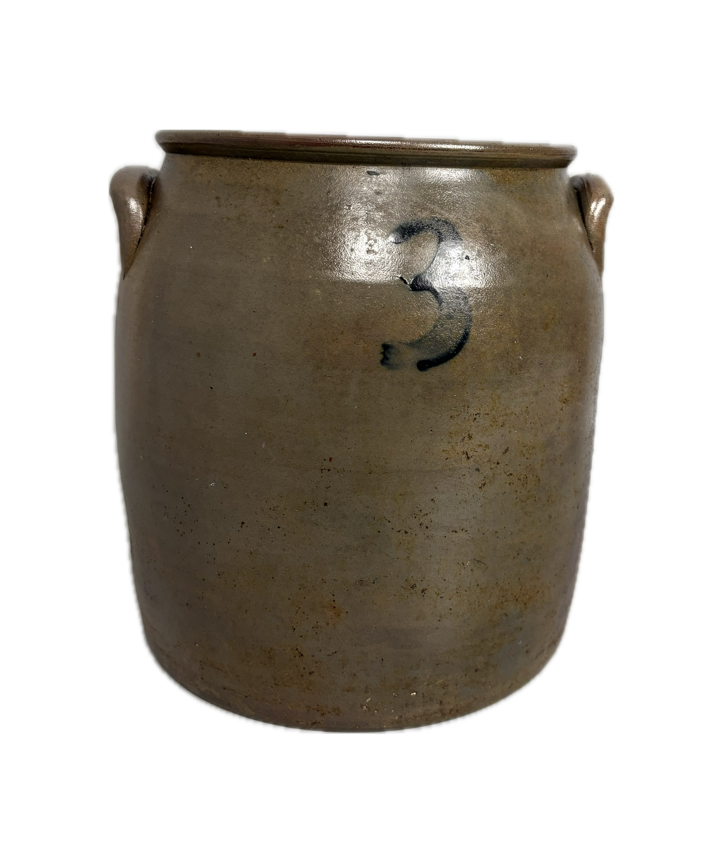 American Antique Stoneware Crock on White Background