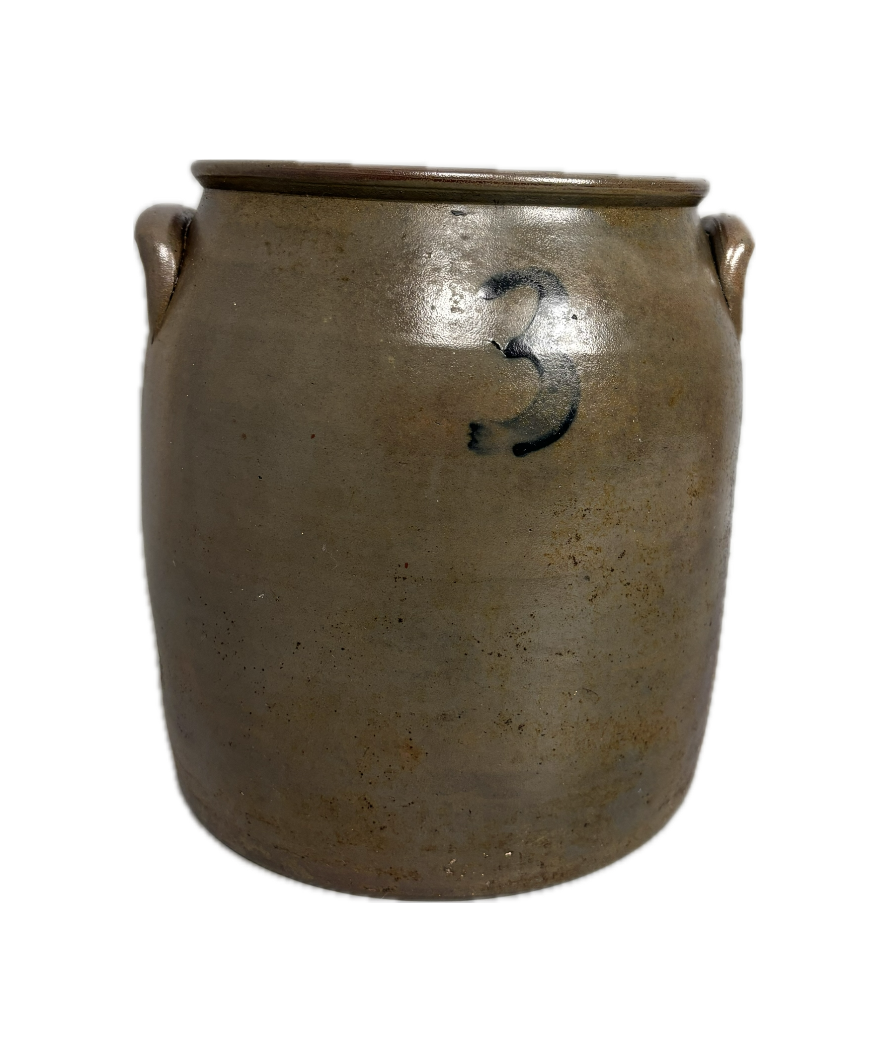 American Antique Stoneware Crock on White Background