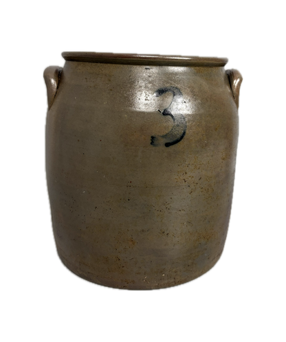 American Antique Stoneware Crock on White Background