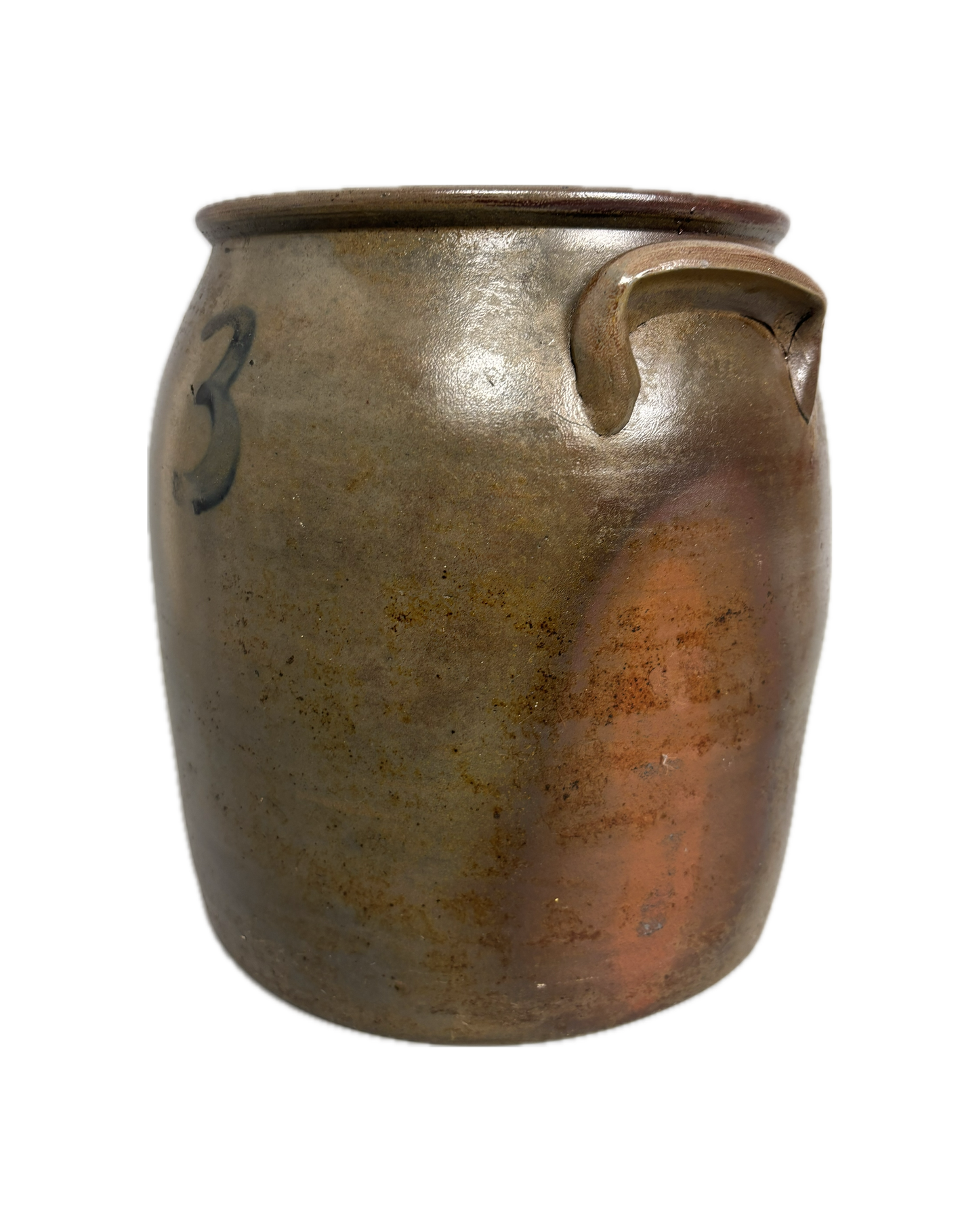 American Antique Stoneware Crock on White Background