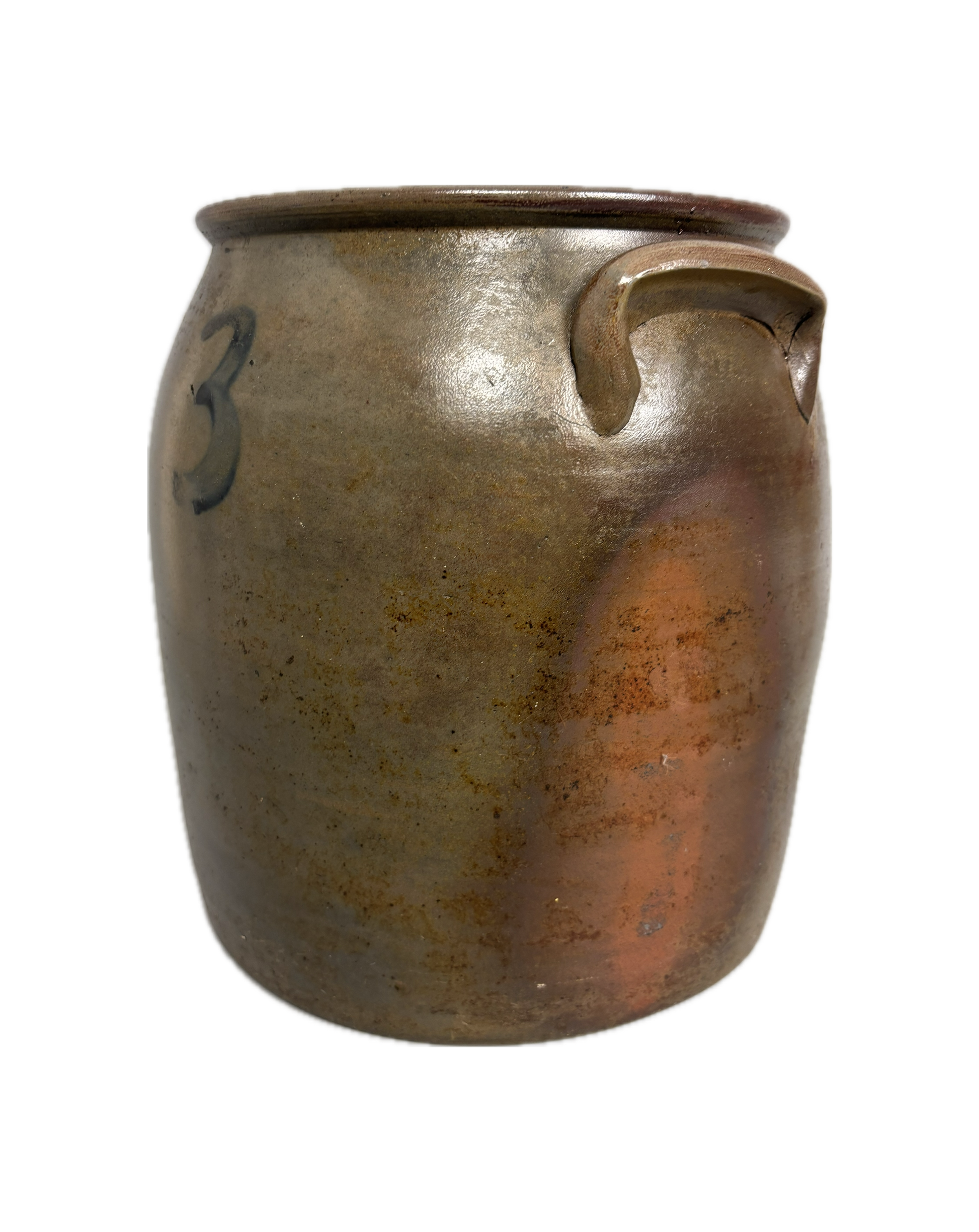 American Antique Stoneware Crock on White Background