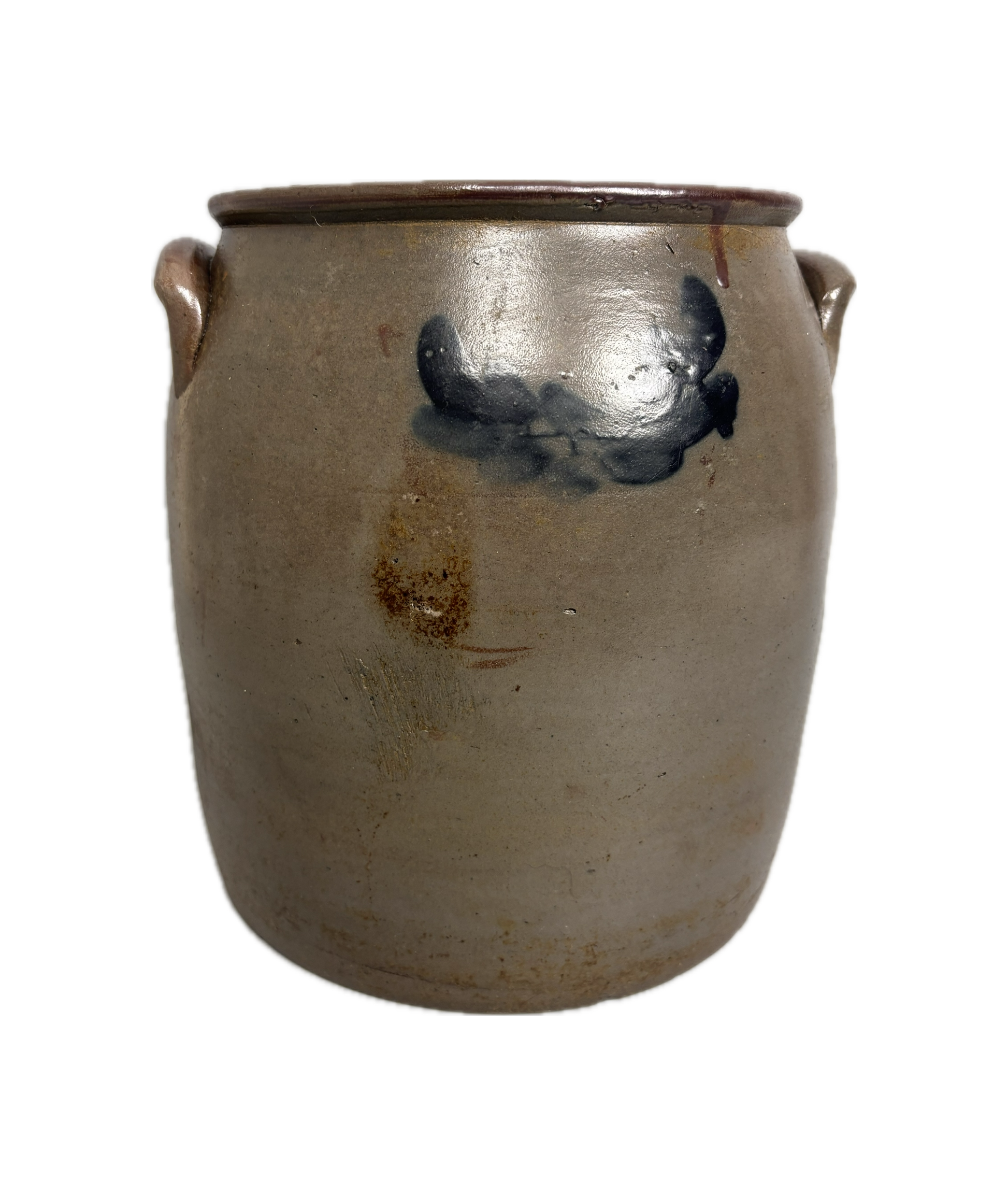 American Antique Stoneware Crock on White Background