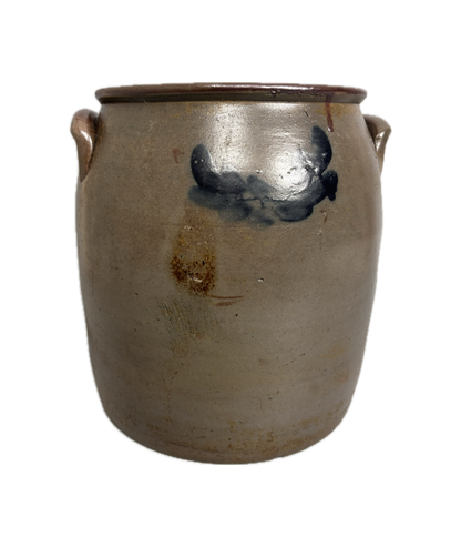 American Antique Stoneware Crock on White Background