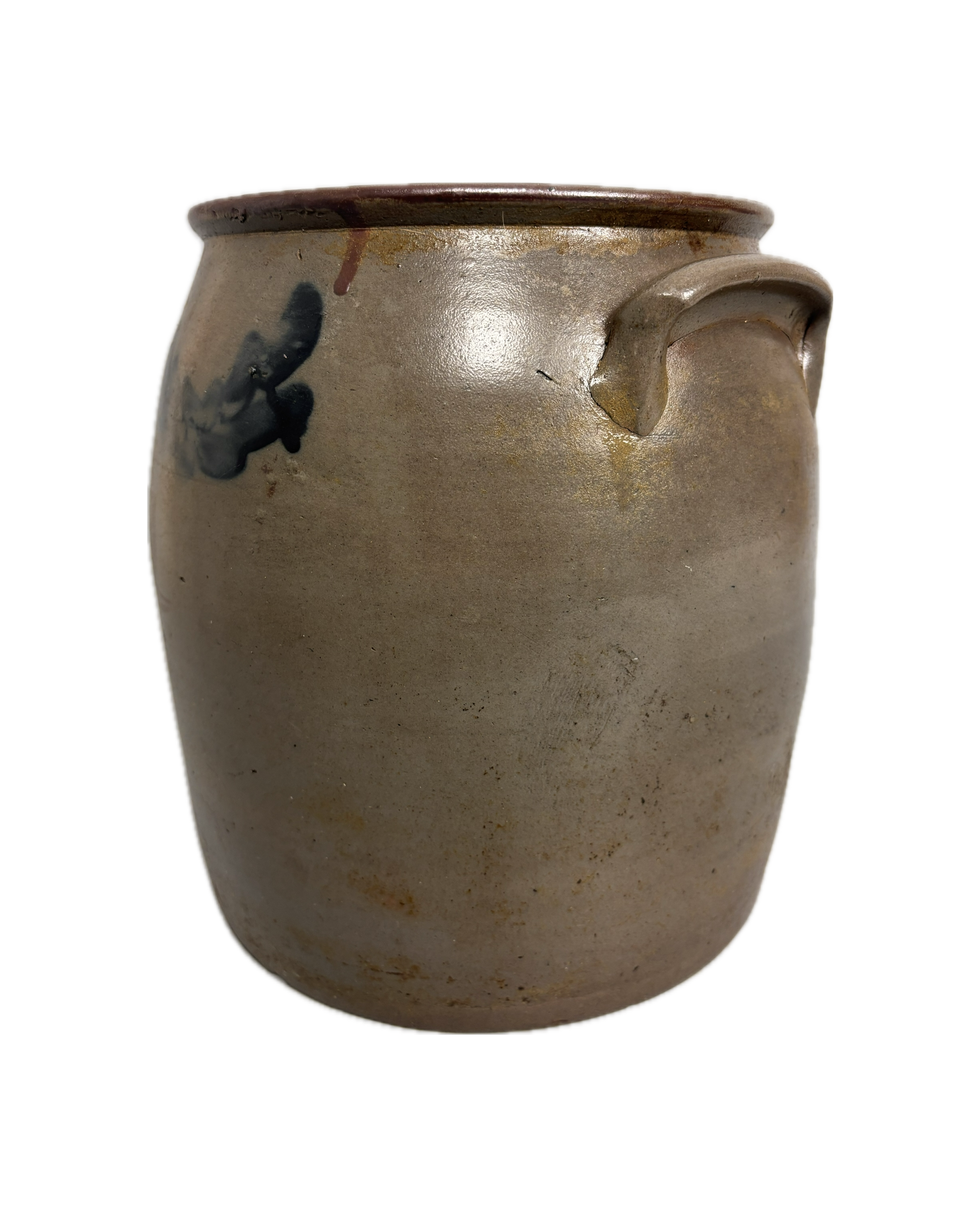 American Antique Stoneware Crock on White Background