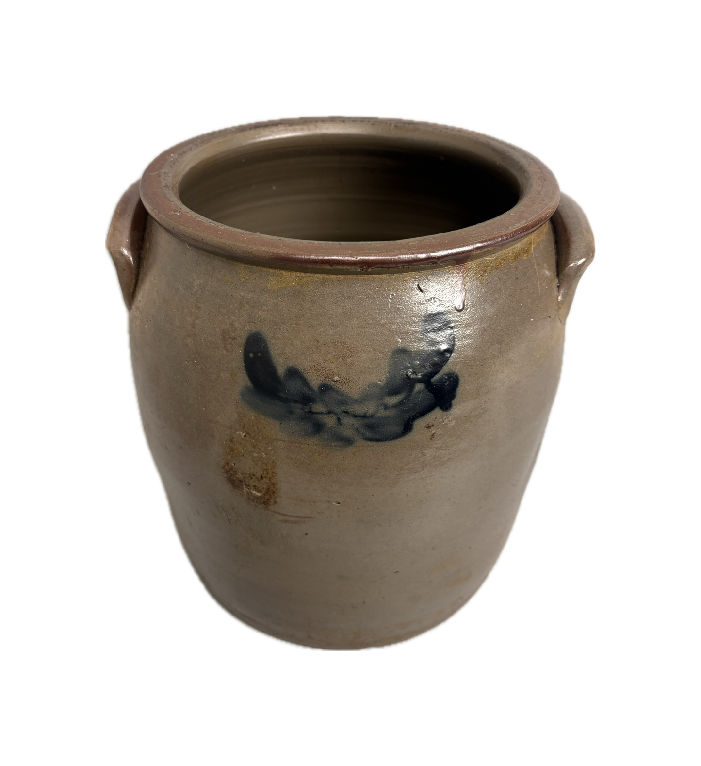 American Antique Stoneware Crock on White Background