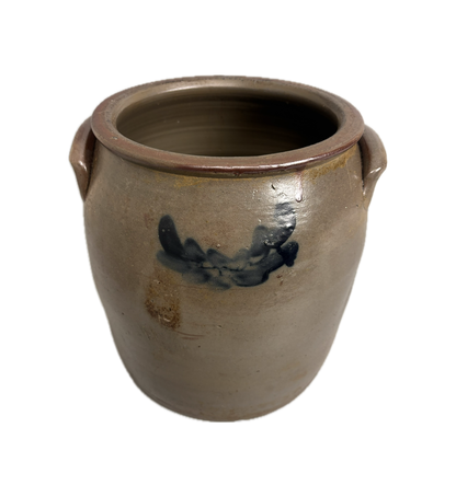 American Antique Stoneware Crock on White Background