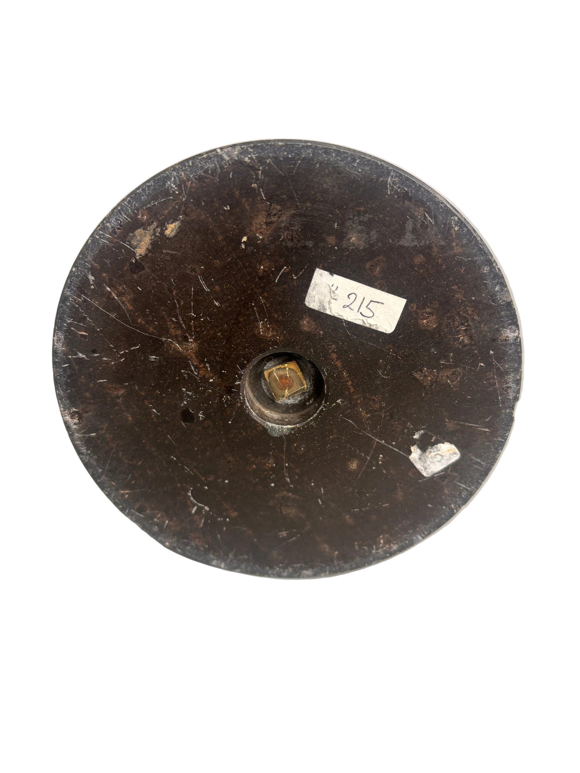 Black marble base of late 19th-century bronzed metal figure of an Arabian water carrier 