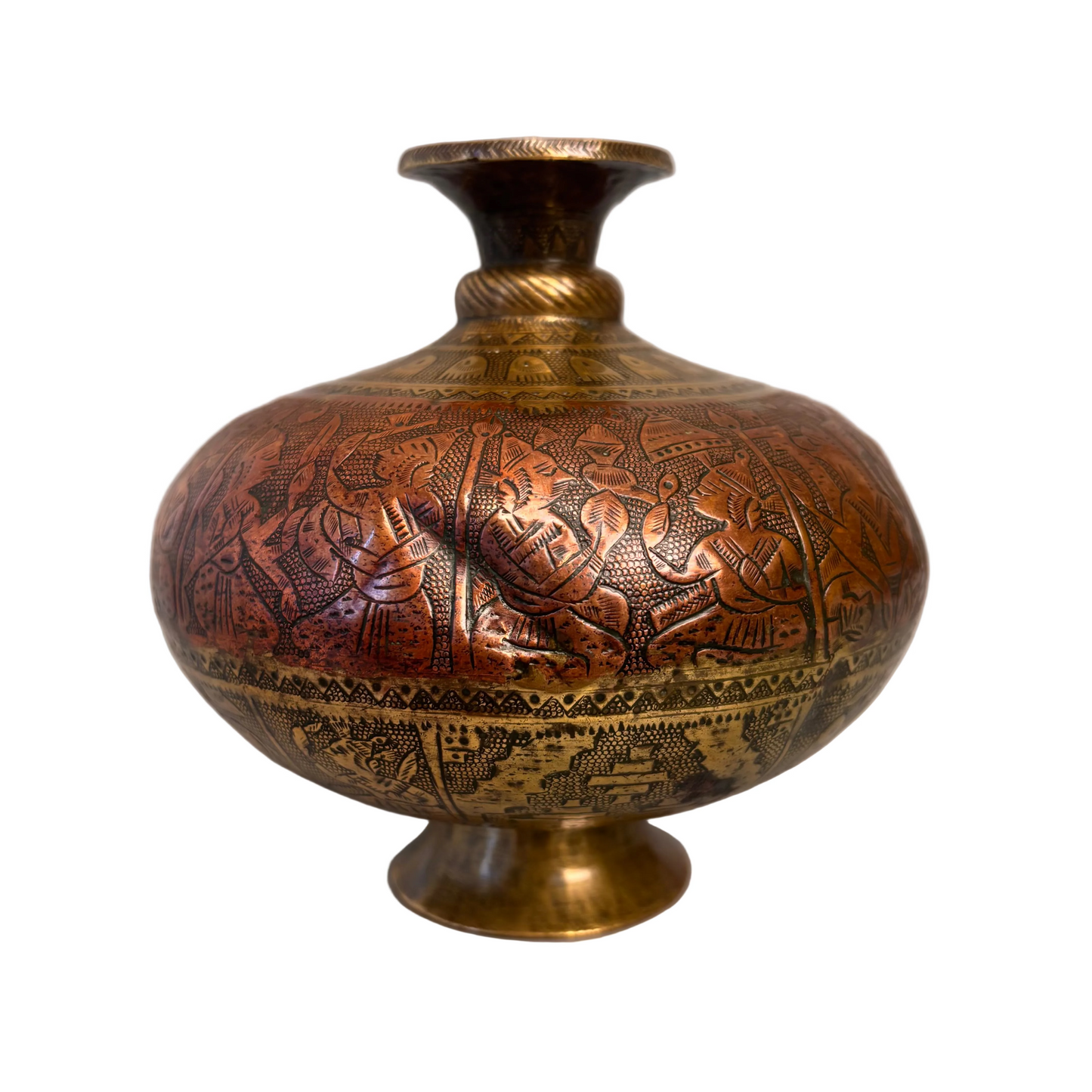 19th century Indian brass and copper chambu lota ritual vessel