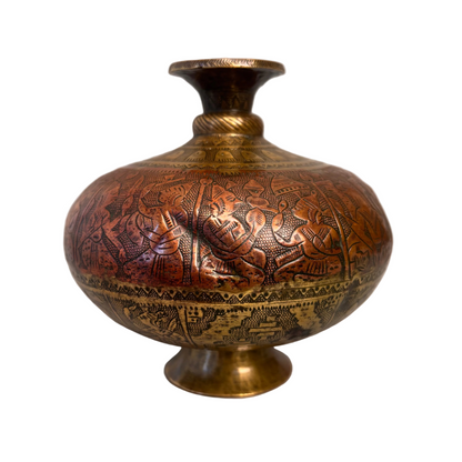 19th century Indian brass and copper chambu lota ritual vessel