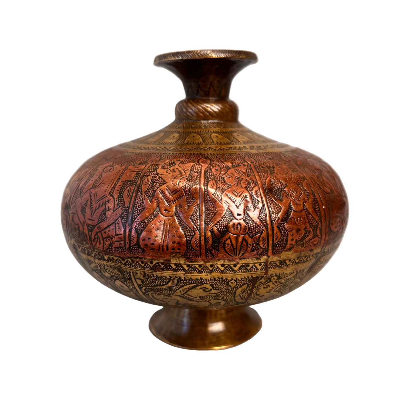 19th century Indian brass and copper chambu lota ritual vessel