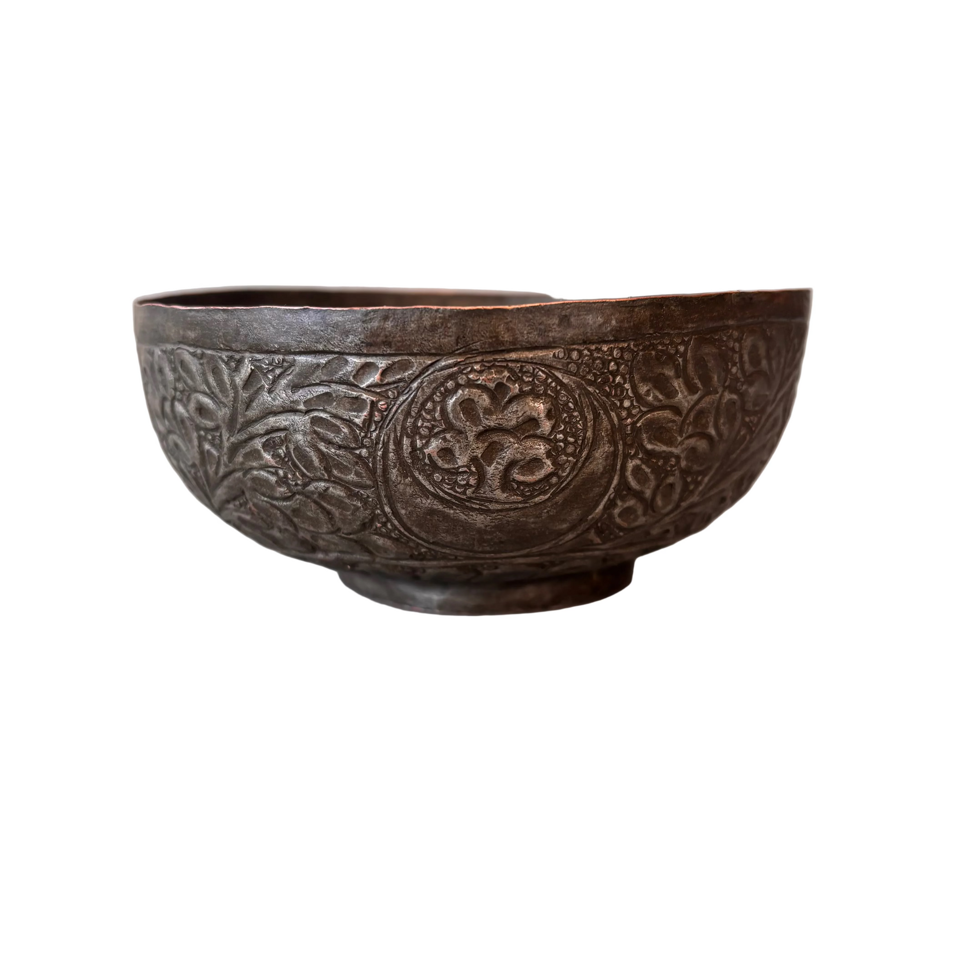 Early 20th century Islamic tinned copper bowl with Arabic Qur’anic inscription dated 1935 AH