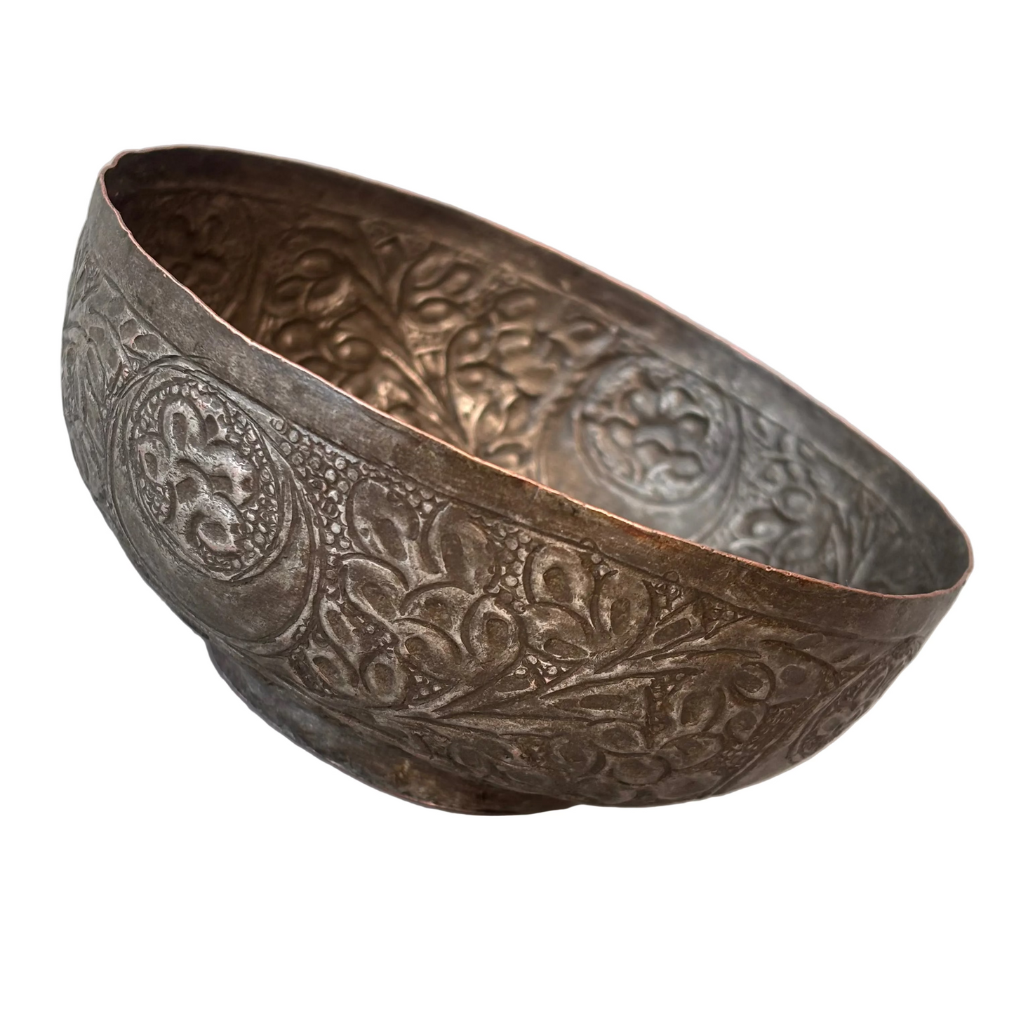 Early 20th century Islamic tinned copper bowl with Arabic Qur’anic inscription dated 1935 AH