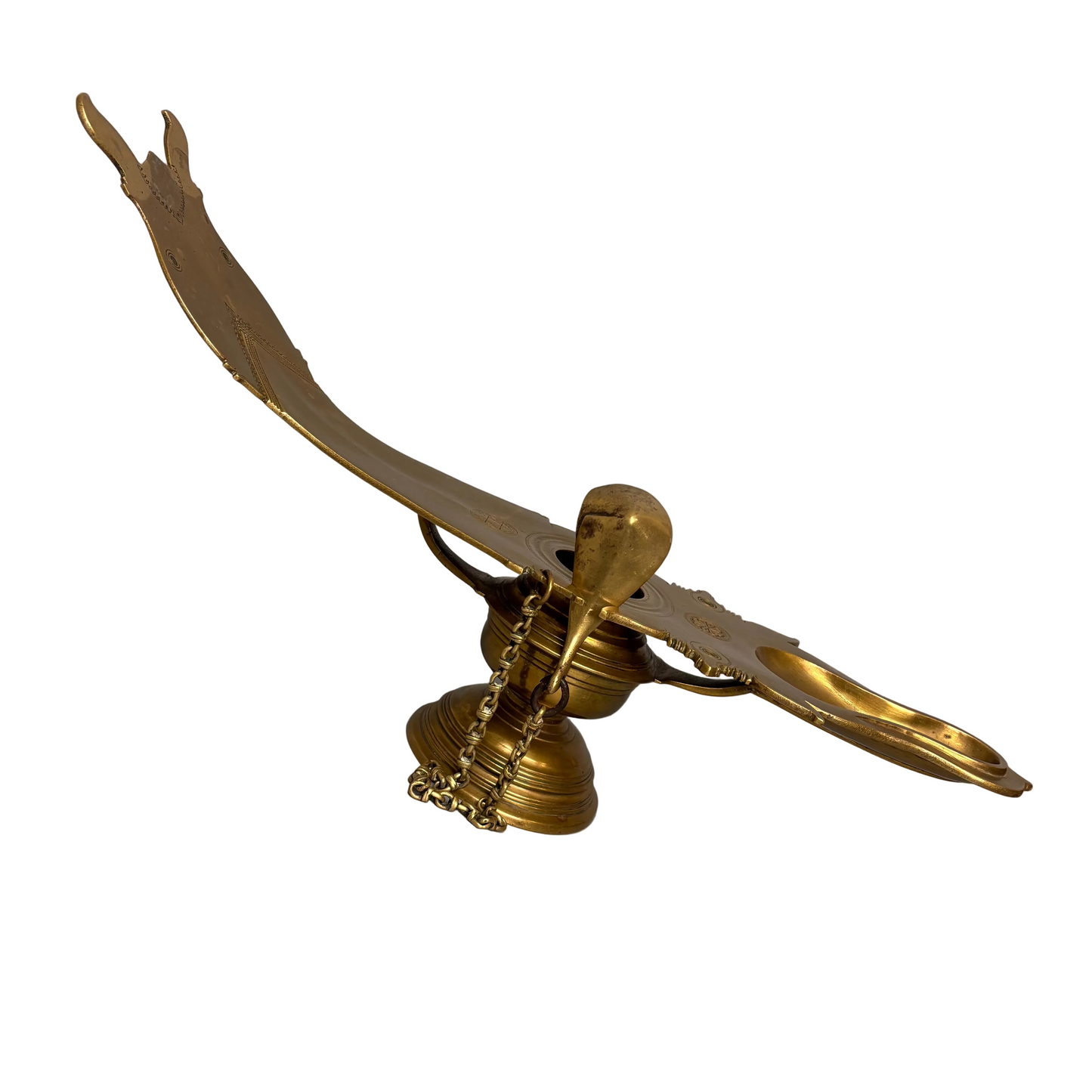 19th century Indian bronze Changalvetta ritual oil lamp, full view