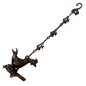 Antique Indian bronze bird-form hanging oil burner with decorative chain, late 19th to early 20th century, showing aged patina and hand-cast detailing.