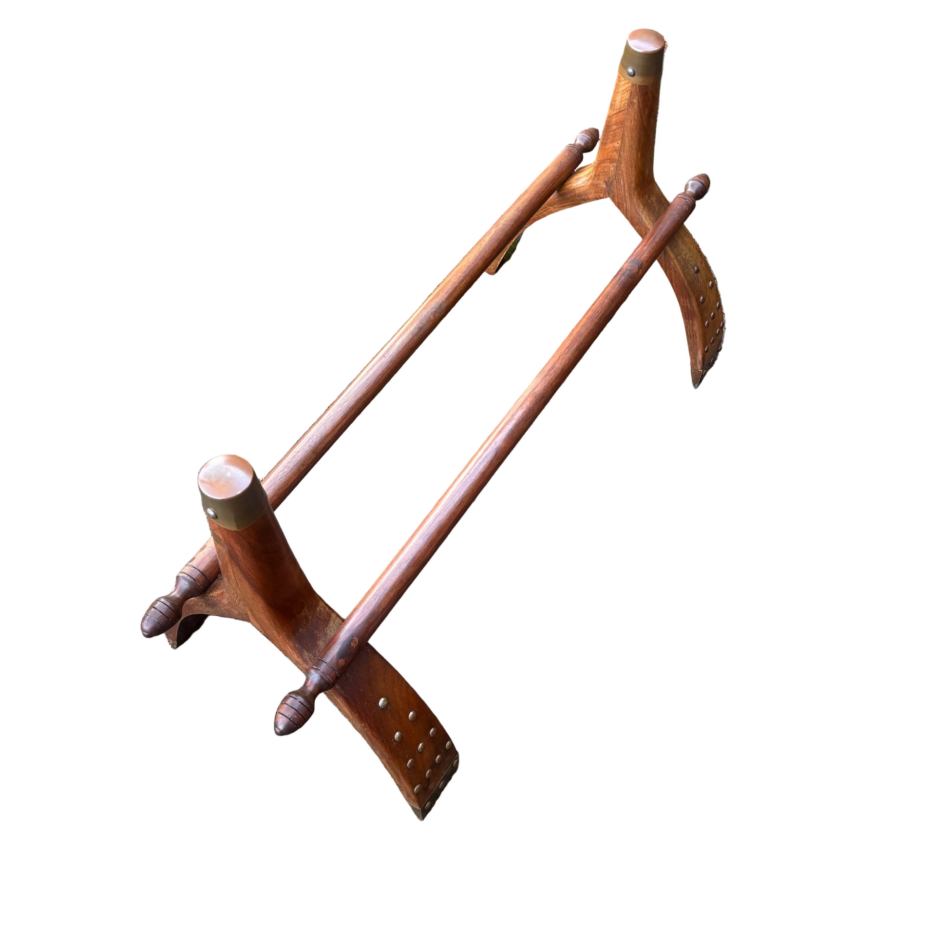 mid-century teak camel saddle wooden stand