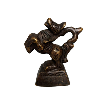 19th century Shan bronze opium weight in horse form with dark patina and worn surface