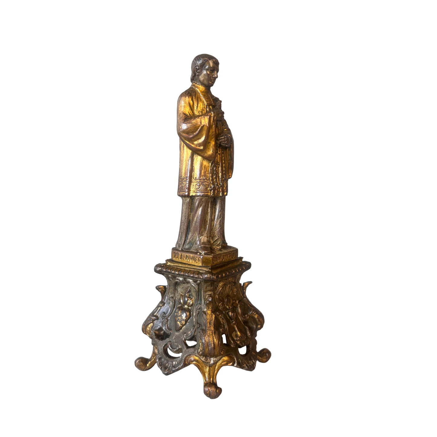 Blessed Louis-Marie Grignion de Montfort gilt brass figure dated 1888