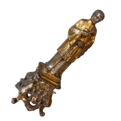 Blessed Louis-Marie Grignion de Montfort gilt brass figure dated 1888