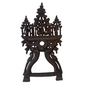 South Indian carved wooden Murugan shrine panel with peacock mount