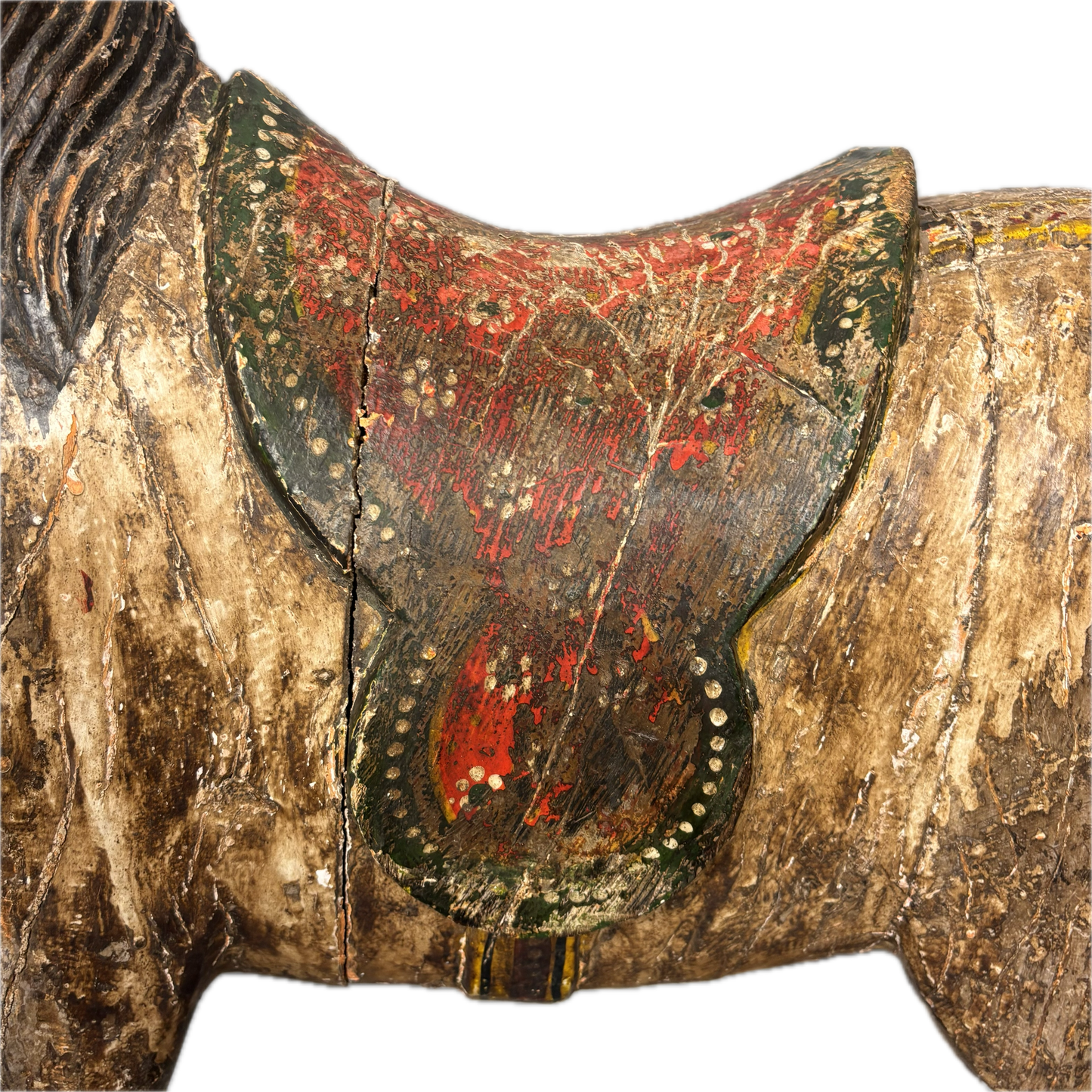 Large South Indian Carved Wooden Horse Sculpture – Tamil Nadu Votive Figure