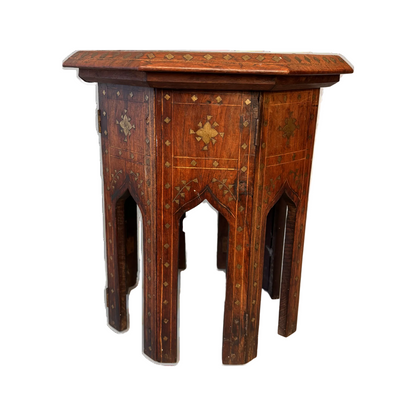 Octagonal Anglo Indian folding table with floral inlay