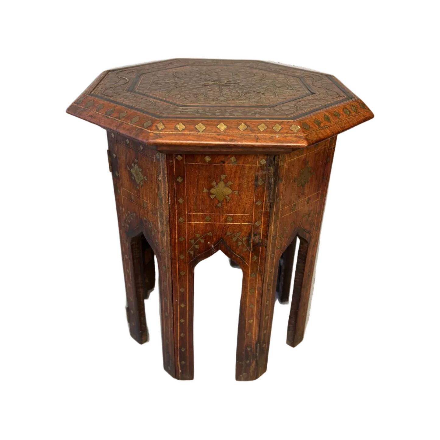 Octagonal Anglo Indian folding table with floral inlay