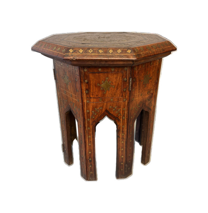 Side view of antique Hoshiarpur folding table base