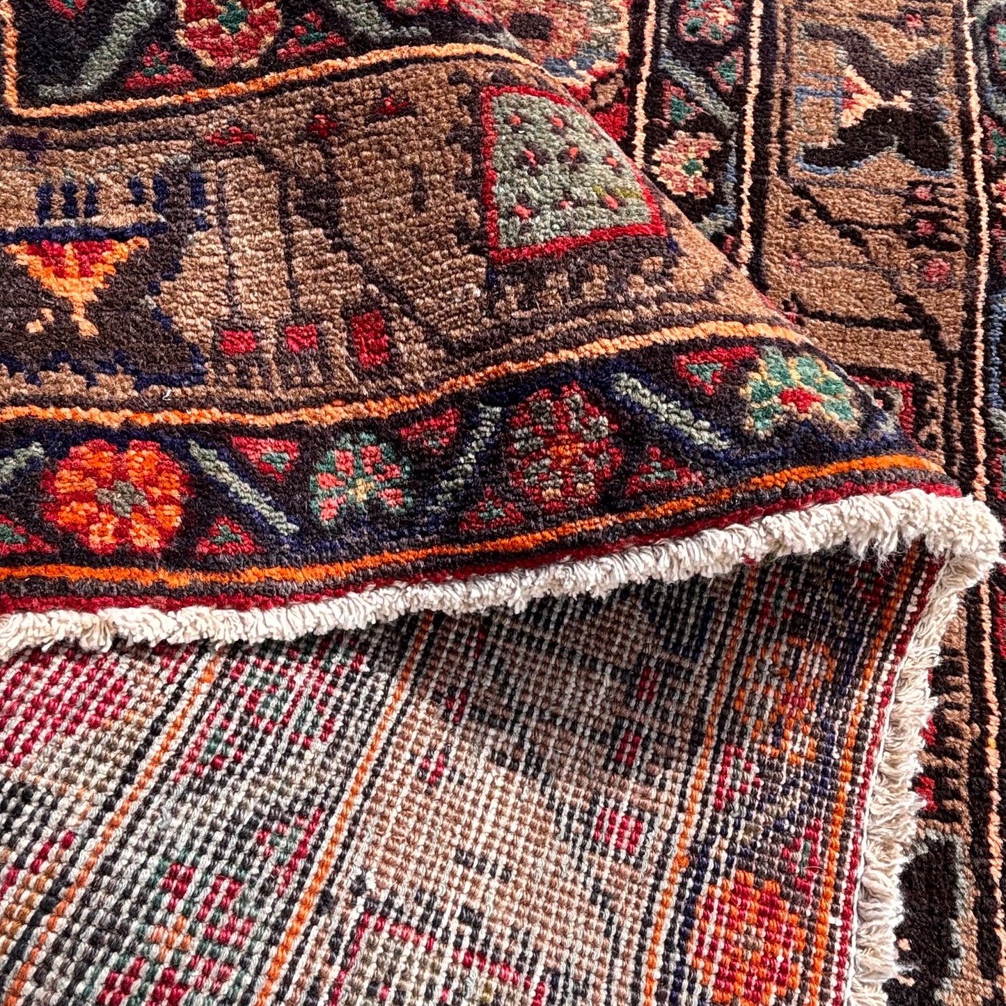 Folded section showing wool pile and texture