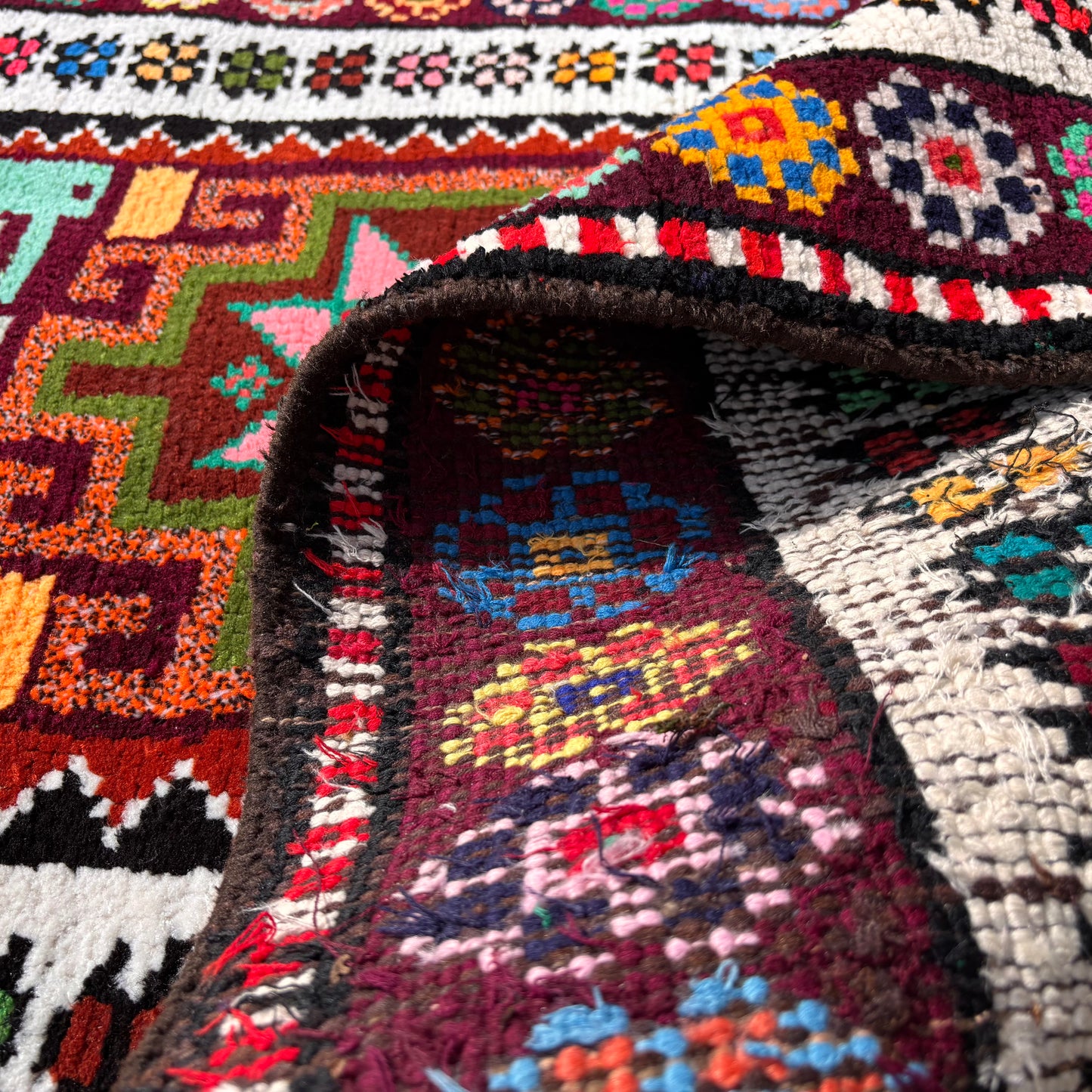 Folded section showing pile thickness and wool texture
