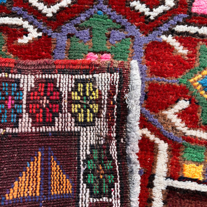 Vintage Kurdish Kazan Style Runner Rug – Hand Knotted Wool Geometric Carpet 372 x 94cm