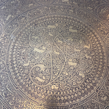 Close-up of Tree of Life with deer and birds engraving