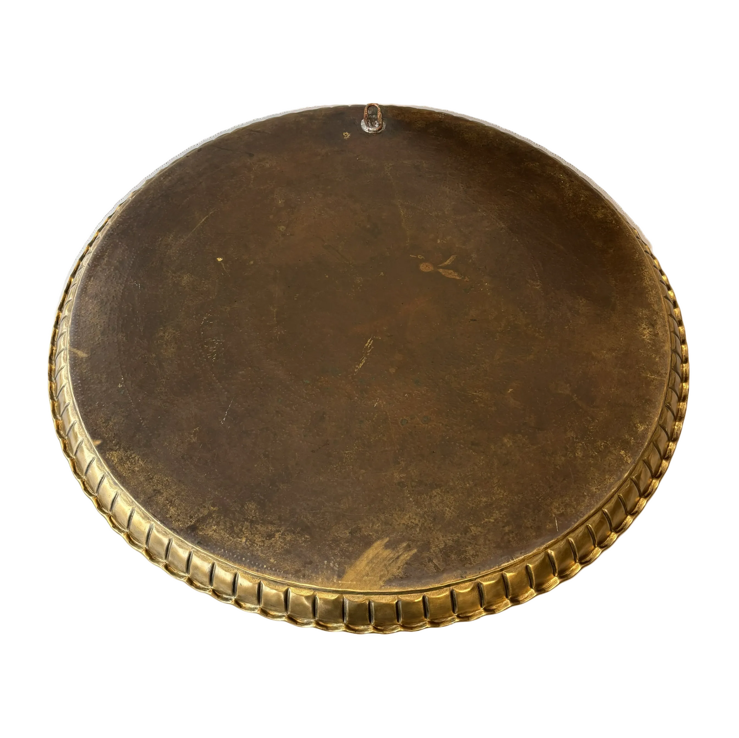 Reverse of tray showing patina and hanging loop