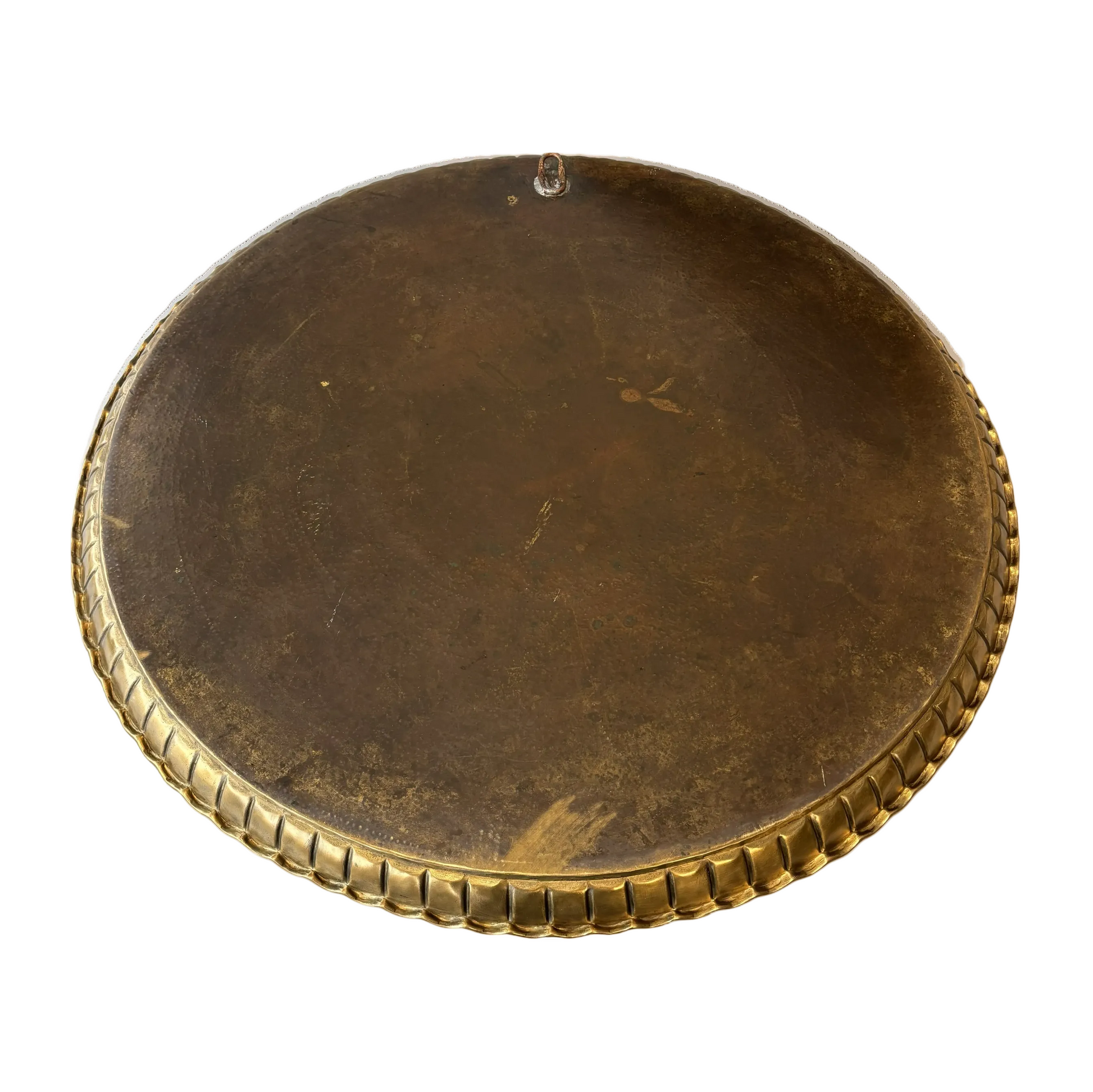 Reverse of tray showing patina and hanging loop