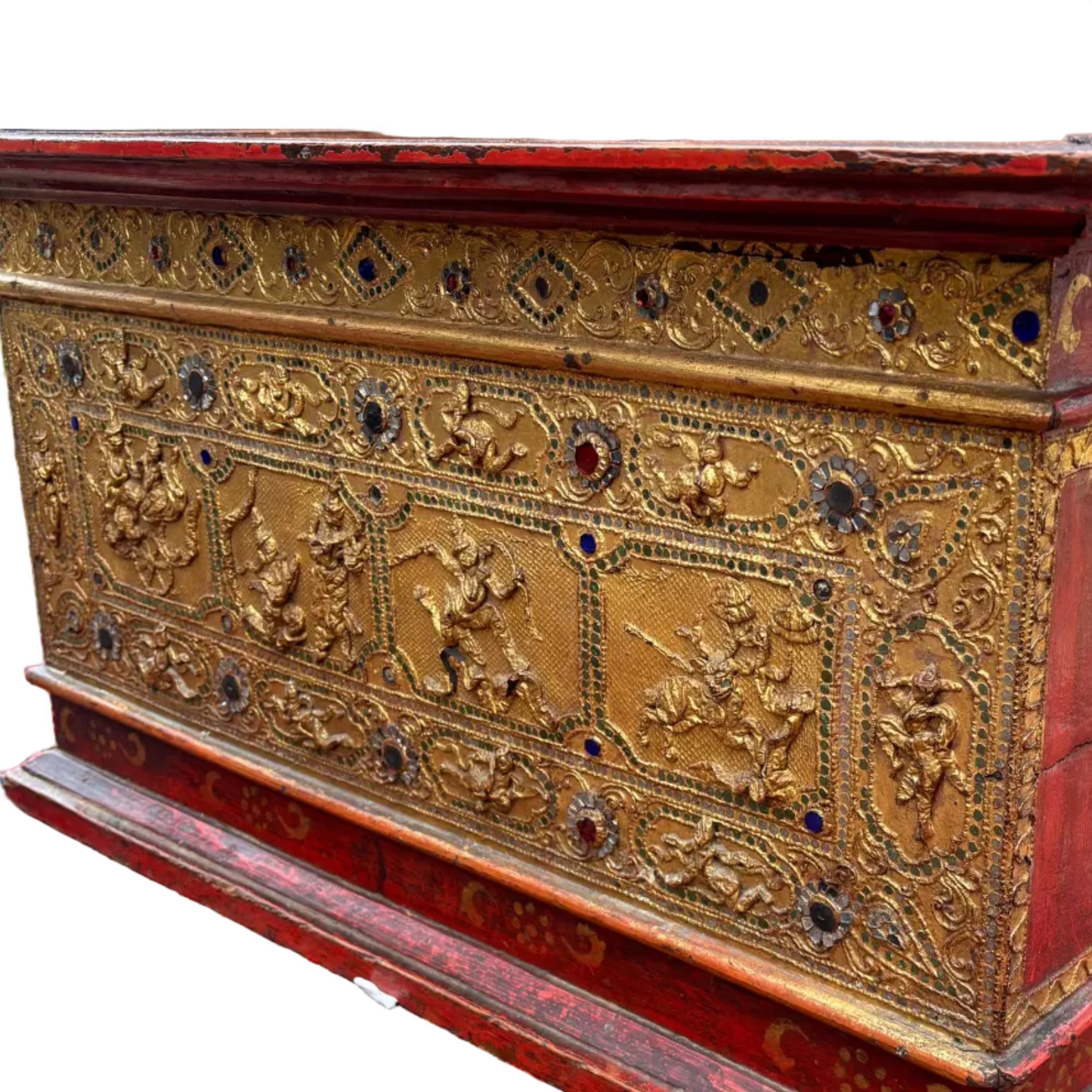 full frontal view of narrative relief panels