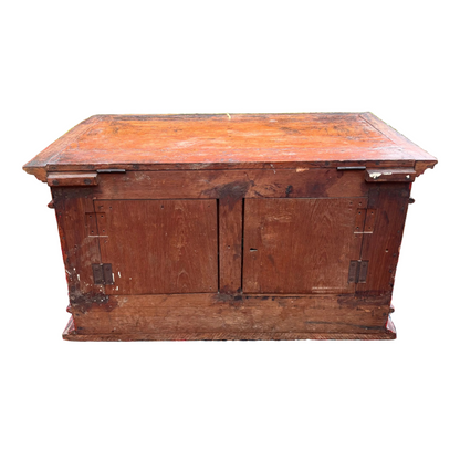 Reverse showing traditional timber construction and hinges