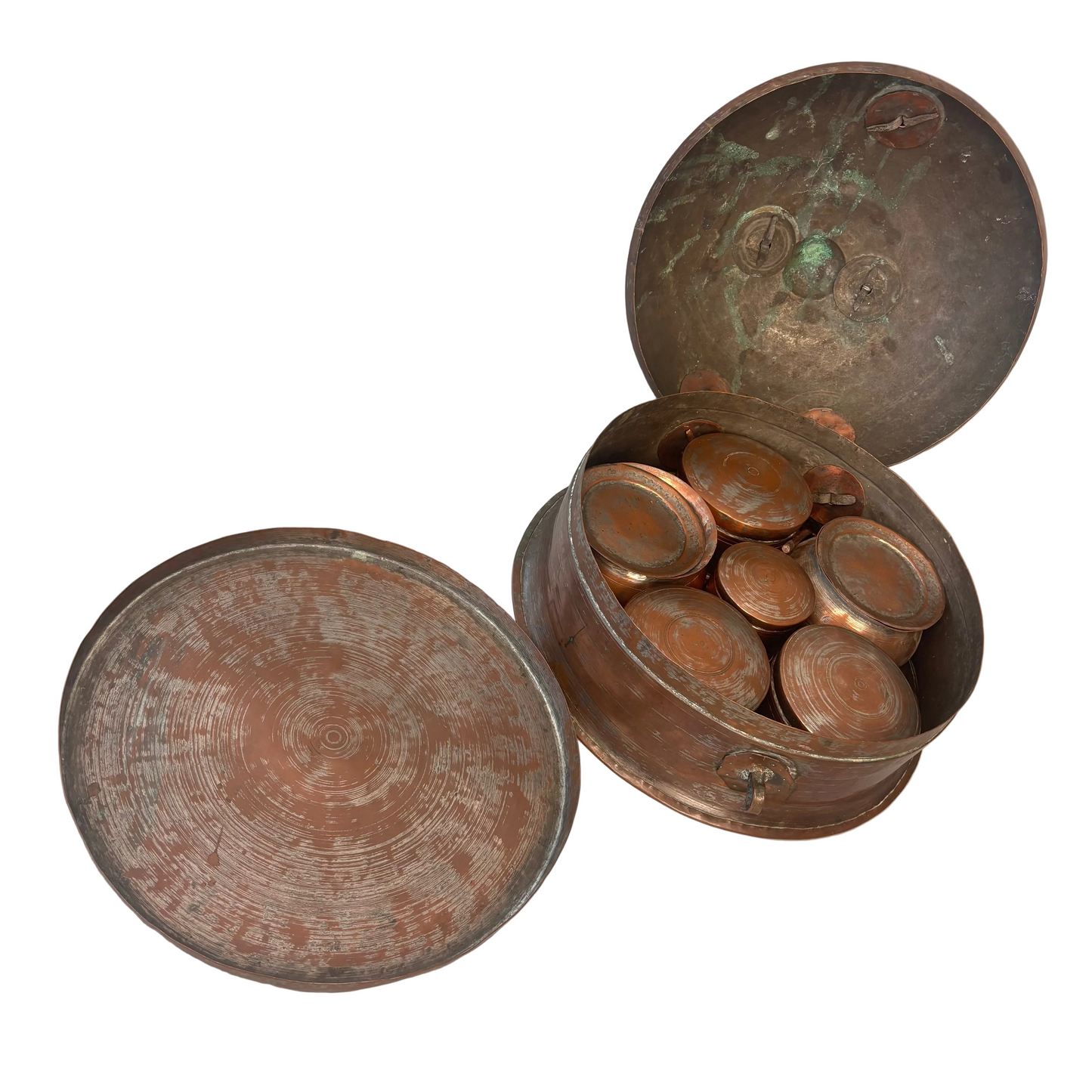 Interior view with original lidded containers and tray