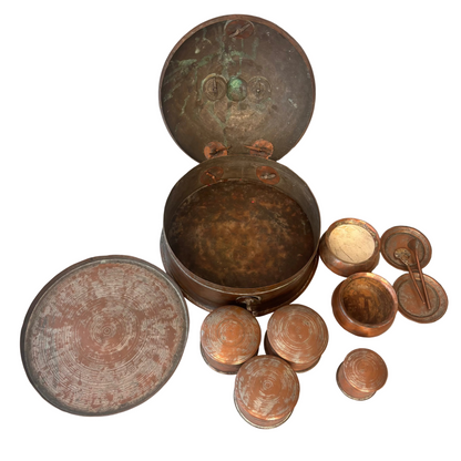 Interior view with original lidded containers and tray