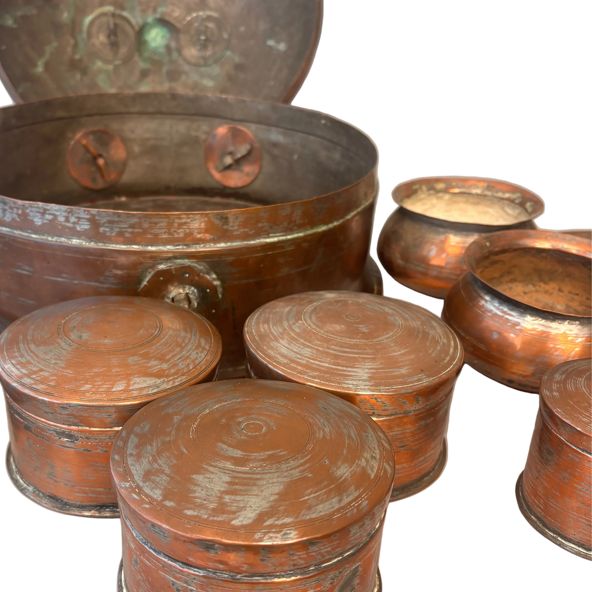 Interior view with original lidded containers and tray