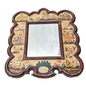 Antique Painted Mirror in the Manner of 17th Century Stumpwork Decoration